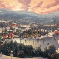 Sunset on Snowflake Lake by Thomas Kinkade